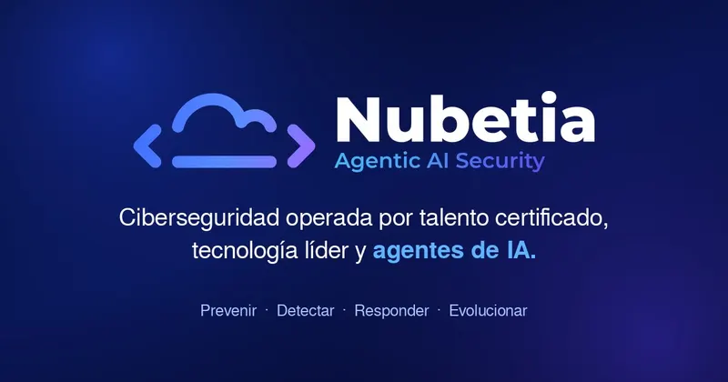 Logotipo de Nubetia sobre fondo azul marino